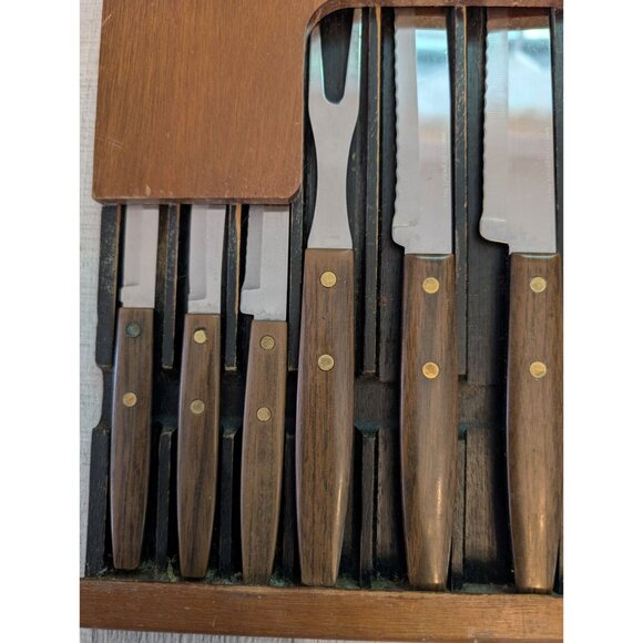 Town & Country By Washington Forge 6-Piece Knife Set Wood Handles & Block Stainl - Picture 3 of 11